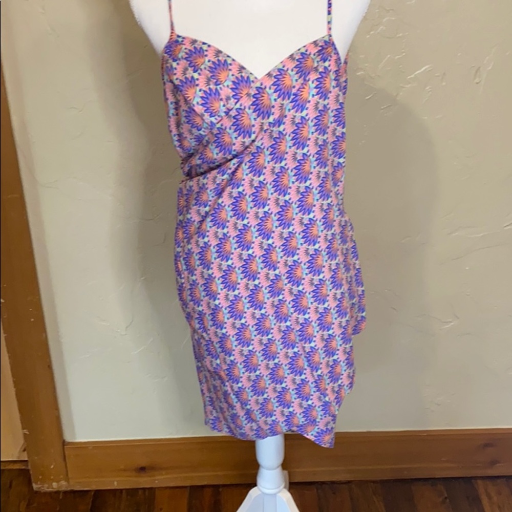 Neon floral print swimsuit coverup